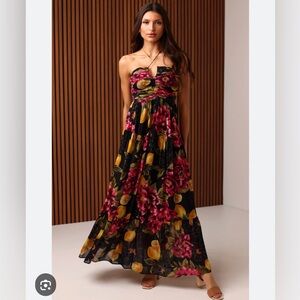 SHORE BRAND resort Floral Maxi Dress with adjustable Spaghetti Straps NWT